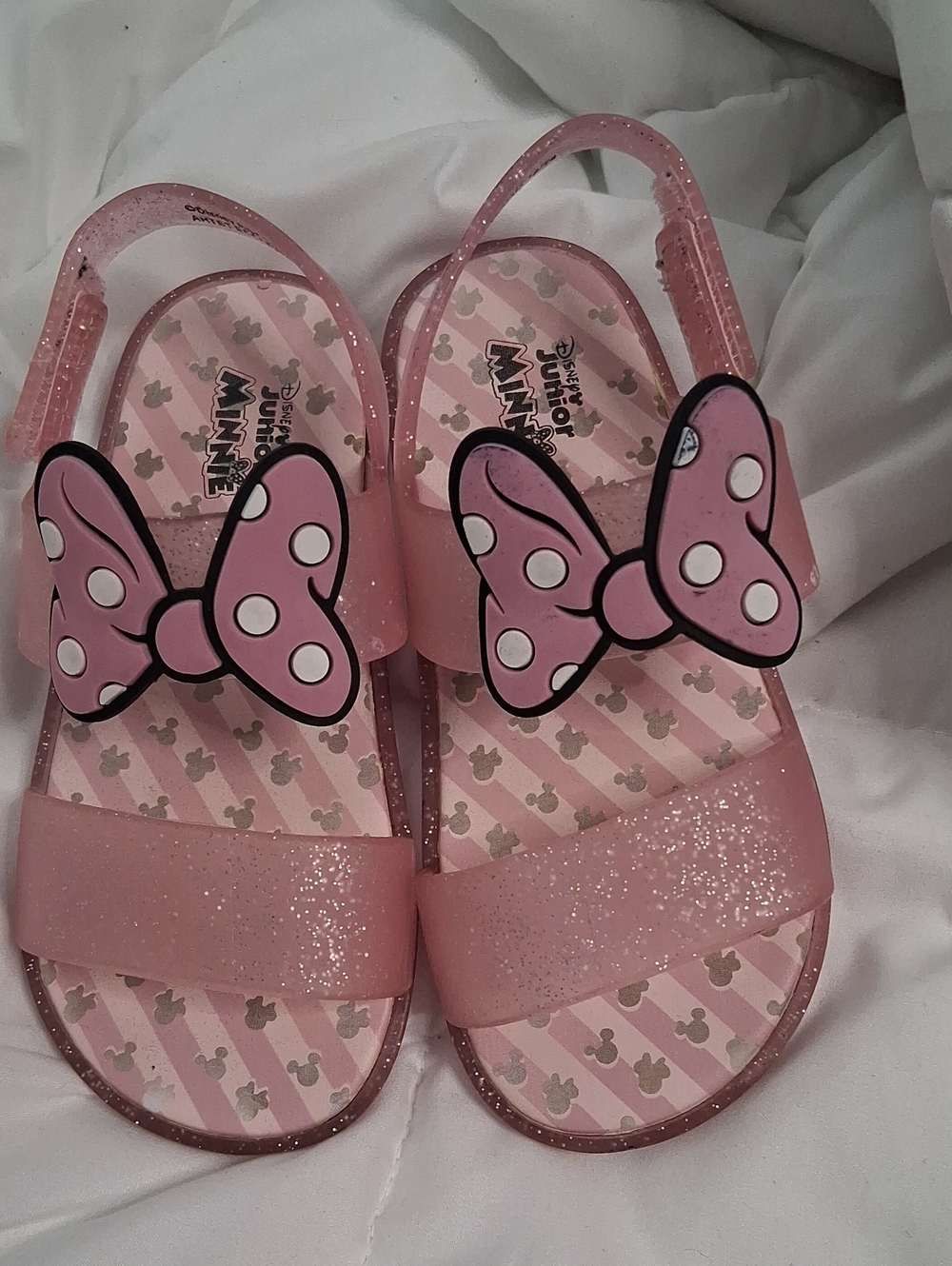 Disney Pink Minnie Bow Glitter Jelly Sandals for Kids